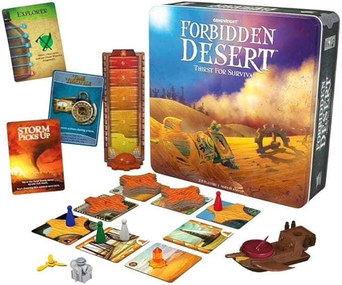 image-Gamewright - Forbidden Desert Cooperative Survival Adventure Board Game for 2-5 Players - Family Strategy for Ages 10+