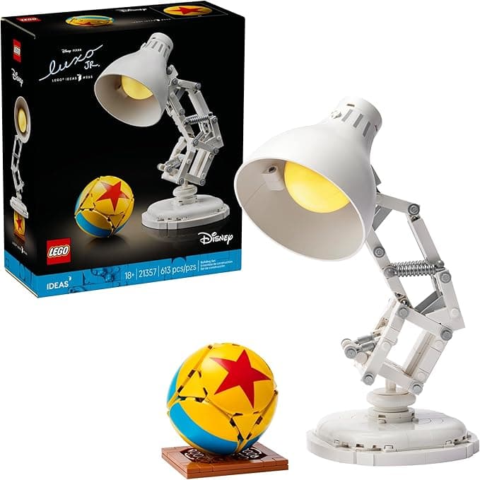 image-LEGO Ideas Disney Pixar Luxo Jr. - Room Decor and Building Set for Adults - Office and Desk Decor for Women and Men, Ages 18+ - Brick-Built Lamp DIY Kit - Collectible Gift Idea for Movie Fans - 21357
