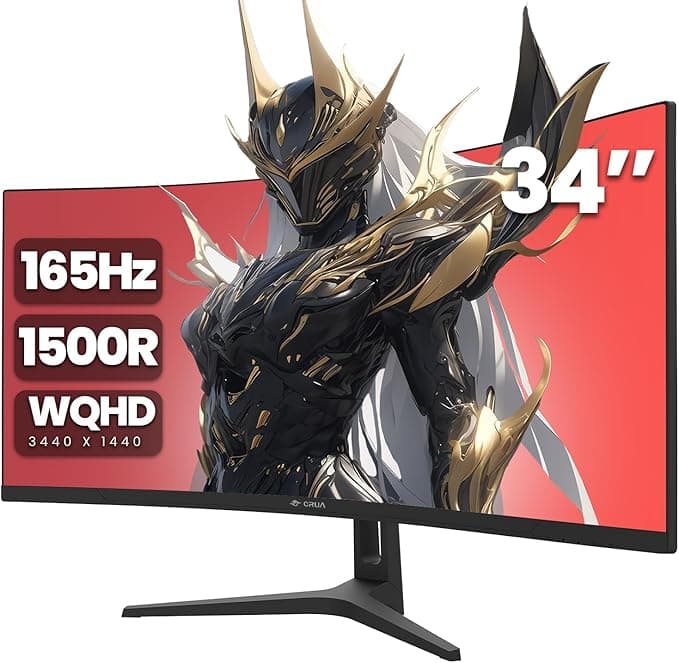 image-CRUA 34 Curved Gaming Monitor, WQHD 3440x1440, 144Hz/165Hz Computer tvs-and-monitors, 1500R VA Screen, 120% sRGB, AMD FreeSync, HDMI 2.0 & DP 1.4, Wall Mountable Installs- Black