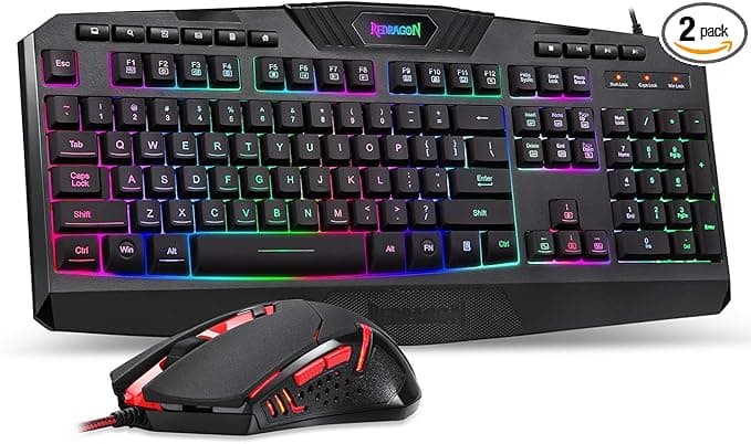 image-Redragon S101 Gaming Keyboard, M601 Mouse, RGB Backlit Gaming Keyboard, Programmable Backlit Mouse, Value Combo Set [New Version