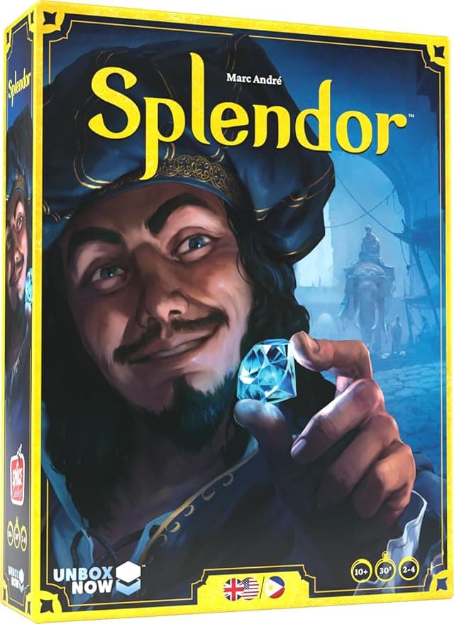 image-Splendor Board Game (Packaging May Vary) - Master The Art of Wealth and Prestige! - Engaging Gem Mining Strategy Game for Kids & Adults, Ages 10+, 2-4 Players, 30 Min Playtime, Made by Space Cowboys